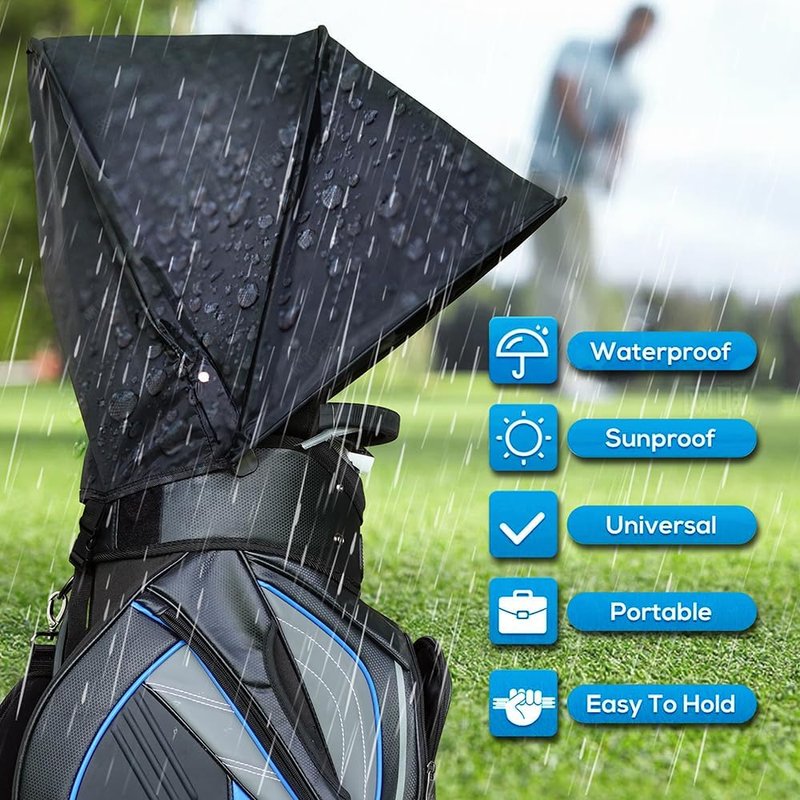 Golf Bag Rain Cover – Lightweight 250g Waterproof & UV-Resistant Hood with Flexible Frame, Fits Stand & Cart Bags, No-Zip Quick-On Design – 1680D Oxford