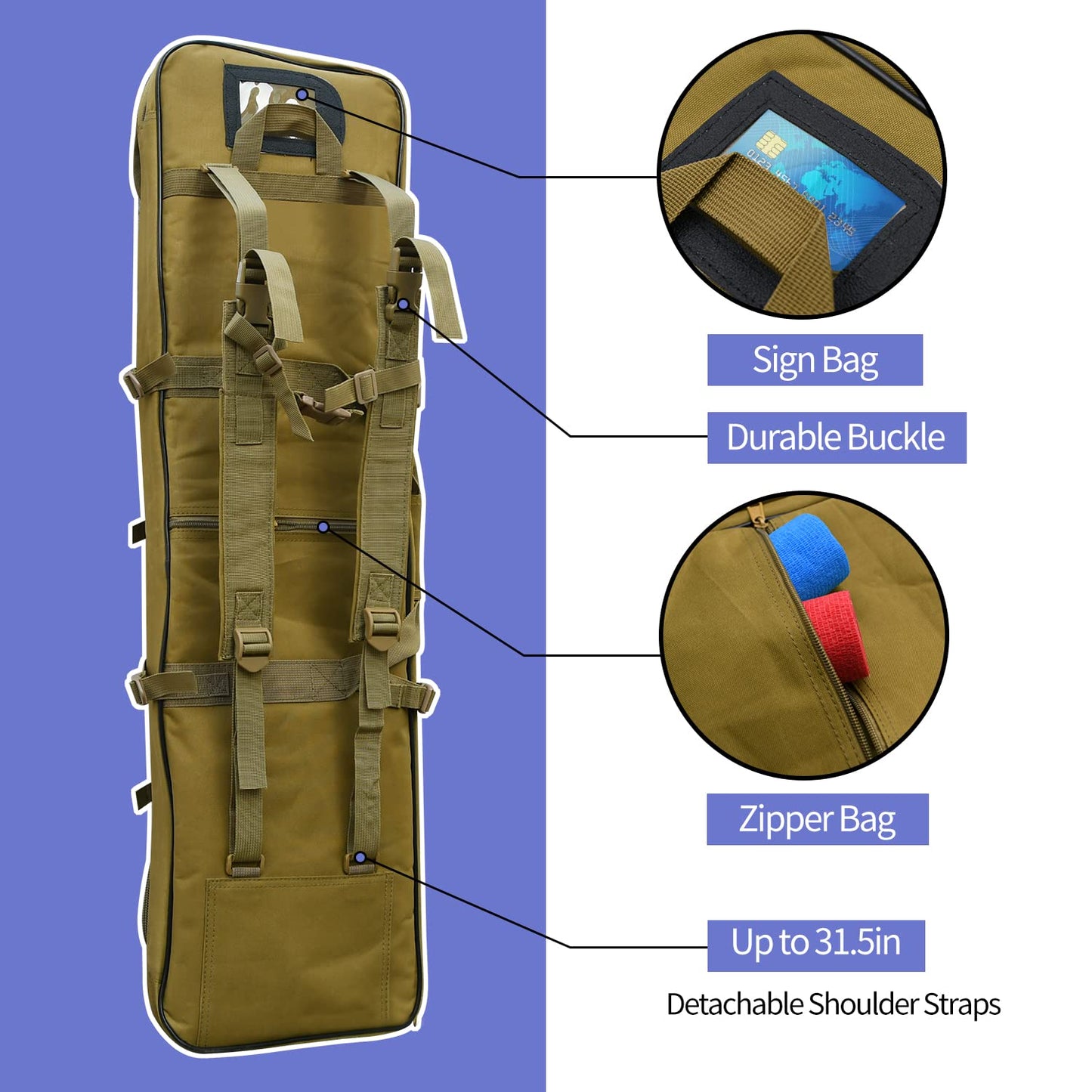 RUBY.Q 32" Bag, Portable Khaki Case for Storage and Transportation