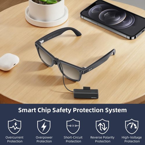 AERIANT On-the-Go Battery Pack for RayBan Meta Glasses, Ultra-Light Wearable Mini Power Bank for Wayfarer, Headliner, Skyler, Portable Charger Accessory for Meta AI Glasses with USB-C, Fast Charging