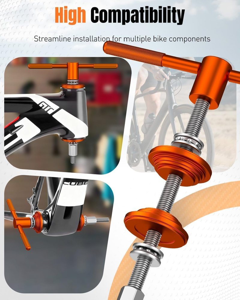 Pawfly Bike Headset Press Tool, Bicycle Headset Bearing Press-in Tool, Bike Headset Cup and Bottom Bracket Press Install Tool for Most BBS, with 1-1/8 Inch Carbon Fiber Headset Spacers