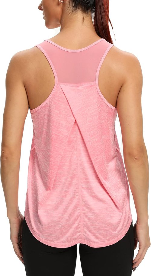 Aeuui Women's Racerback Tank Tops - Mesh Yoga Shirts for Athletic Workouts | Sleeveless Gym Wear