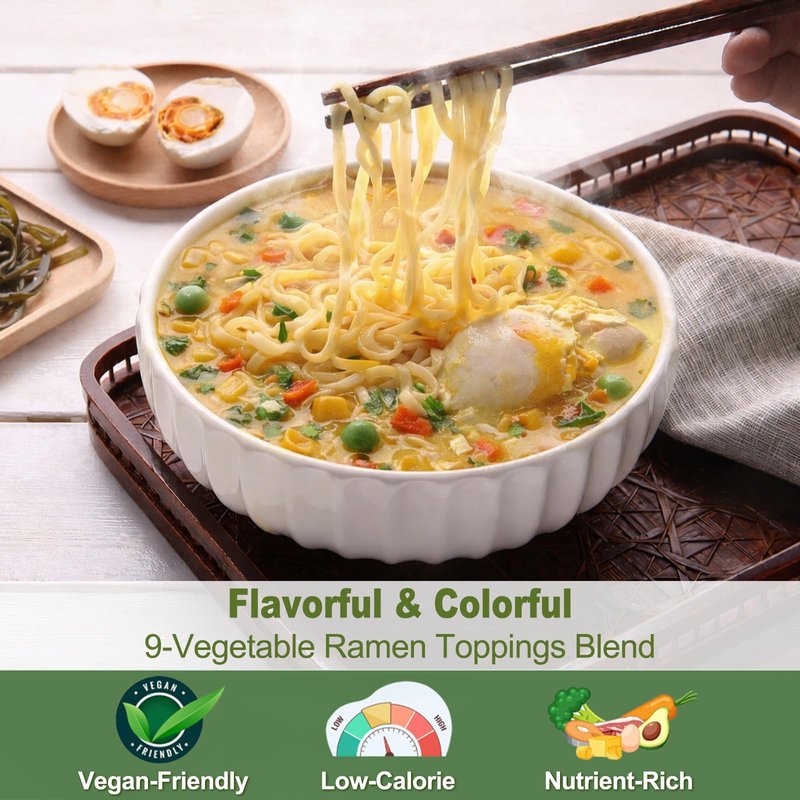 9-Veggie Toppings for Ramen, 16oz All Natural Vegetable Instant Ramen Toppings, Dehydrated Veggies for Noodles, Soups, Camping, and Emergency Food, No Additives, 1 LB Canister