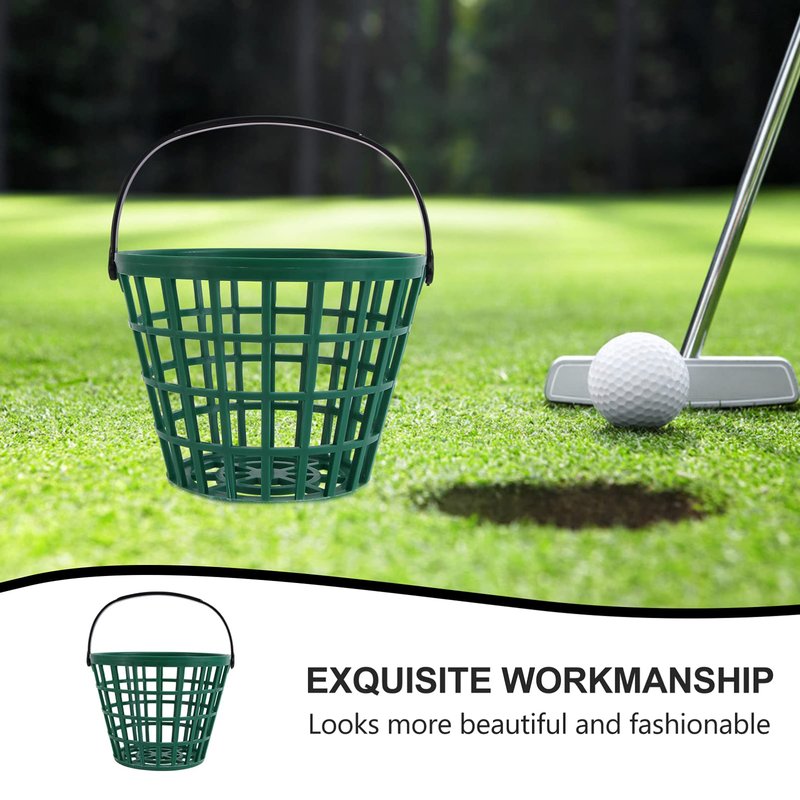 YARNOW Golf Ball Basket with Foldable Handle, Nylon Mesh, Capacity for 50 Balls, Weather-Resistant Portable Container, Green, 7.9 x 5.9 Inch, for Golf Practice and Storage