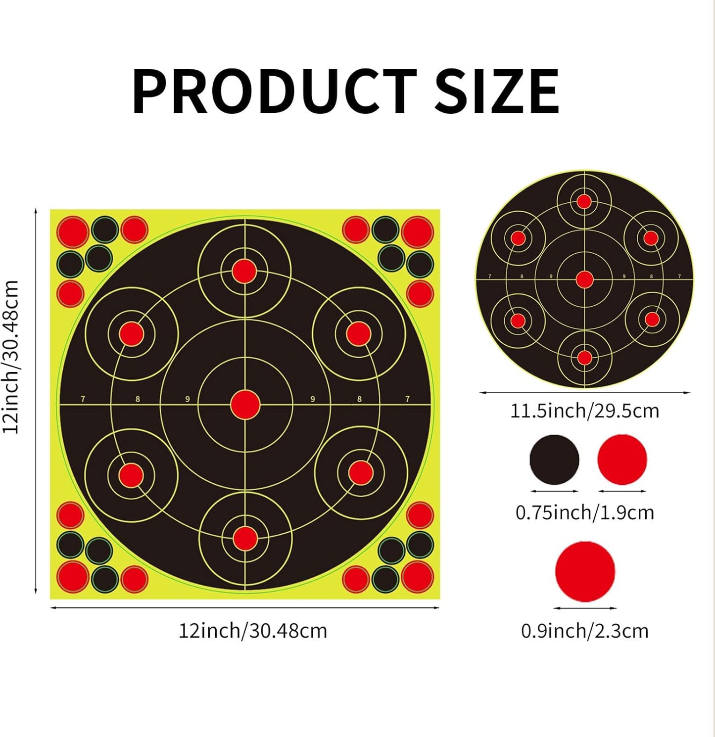 Reactive Fluorescent Shooting Targets by Splatter | 12x12” Adhesive Stickers with Repair Patches for Range Training