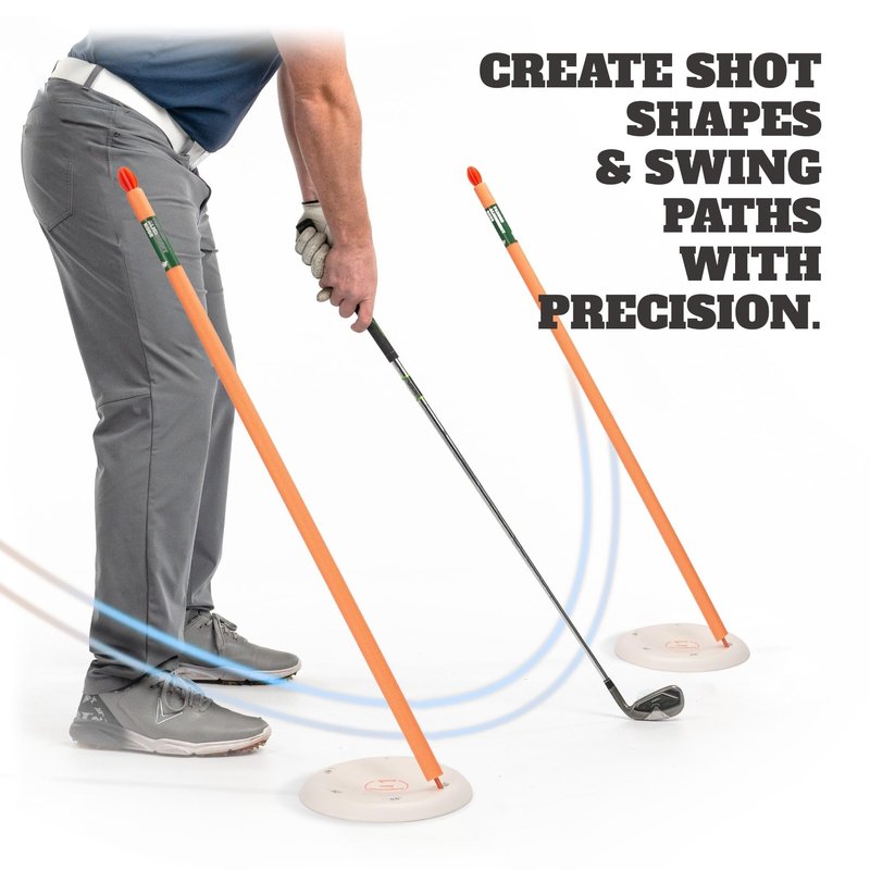 WHYGOLF Alignment Discs with Padded Golf Alignment Rods - Easily Train Golf Swing Plane, Path & More, Golf Training Aid with 2 Golf Alignment Stick Holders and 2 Alignment Sticks