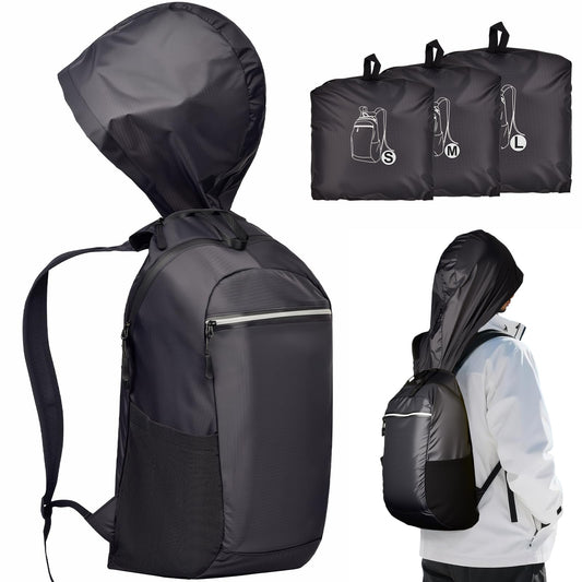 SAIKA 3-Pack Ultra Lightweight Packable Backpack, Water-Resistant Foldable Daypack for Hiking, Travel, Camping, Outdoor, 3 Sizes (S/M/L) with Hat for Men Women Families
