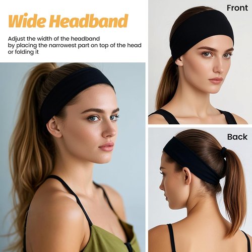 Headbands for Women by [Brand Name] - 6 Pack Wide Elastic Hair Bands | Soft Non-Slip Sports Accessories