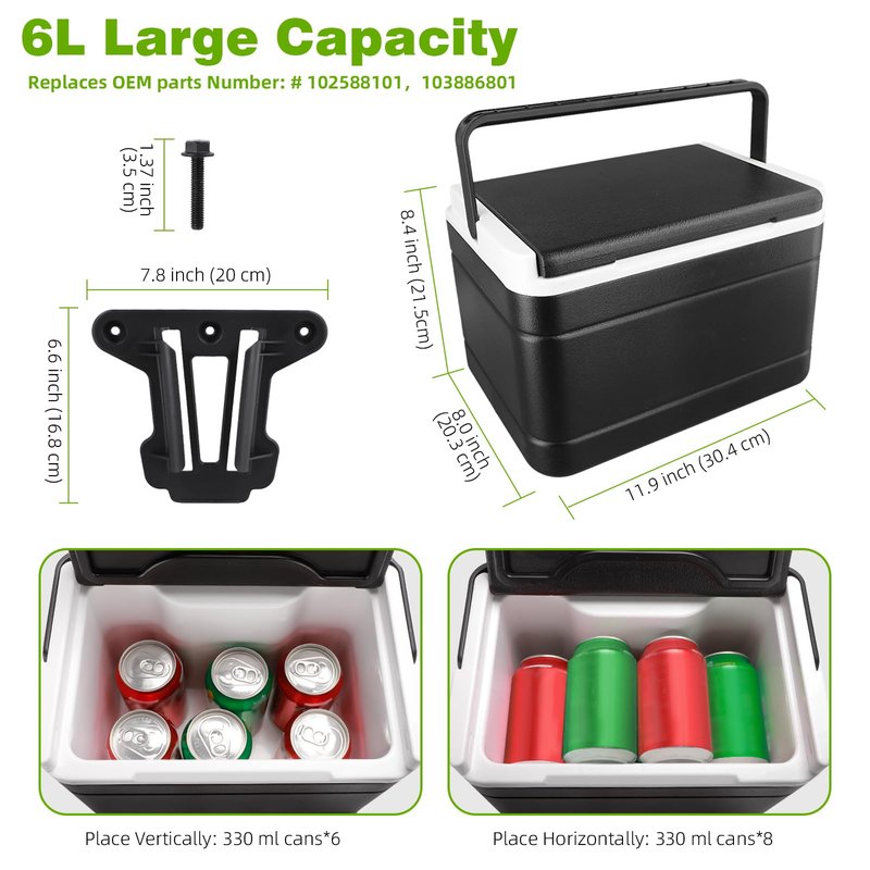 Roykaw Golf Cart Ice Cooler Compatible with Club Car Precedent, Portable Precedent Ice Chest Box with Mounting Bracket, 6L Ice Box for Beach, Drink, Camping, Fishing, OEM# 102588101, 103886801