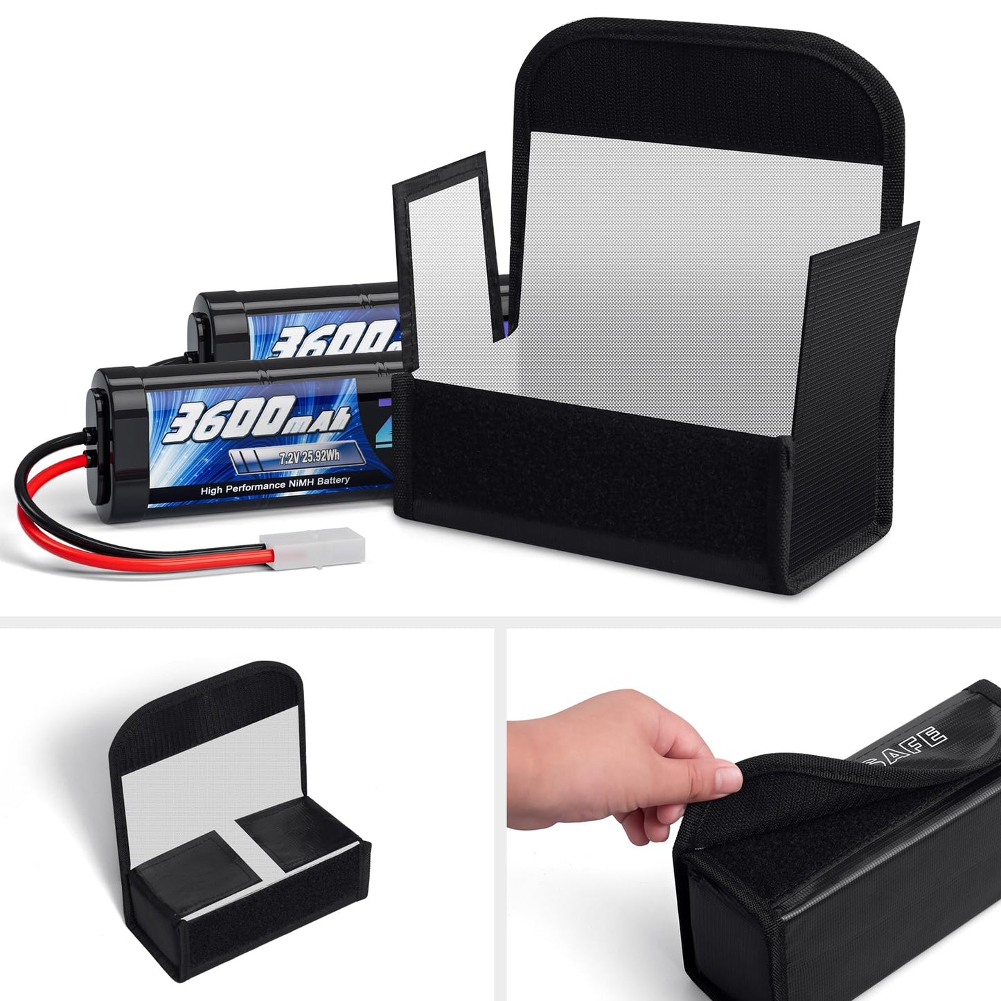 PAWBOSE 2pcs Lipo Battery Bag, Fireproof Lipo Guard Safe Box, 185x75x60mm Explosionproof Small Charging Case for rc Storage, Lithium ion and Travel Protection