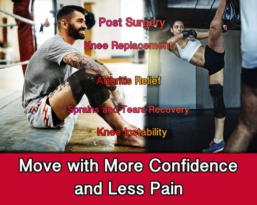 Hinged Knee Brace Support with Strap & Side Patella Stabilizers for Protection & Pain Relief for Arthritis, Meniscus Tear, ACL, MCL - Sports Compression Wrap for Running & Recovery - Men & Women (L)