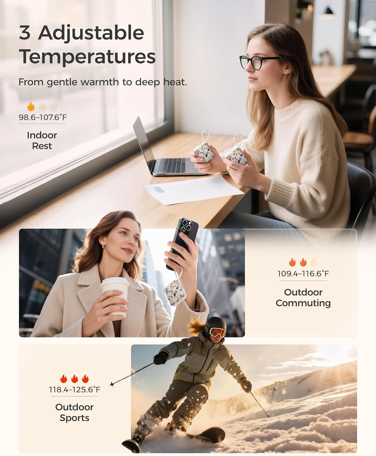 OCOOPA Rechargeable Hand Warmers - Smart Temperature Control, 7-Hour Heat, Ultra Slim Pocket Design | Perfect Gift for Women
