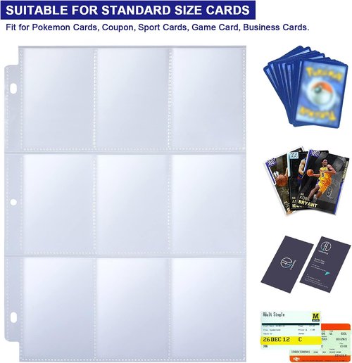 36 Pack Trading Card Sleeves by [Brand Name] - 9 Pocket Page Protectors for 324 Cards | Clear Sheets for 3 Ring Binders