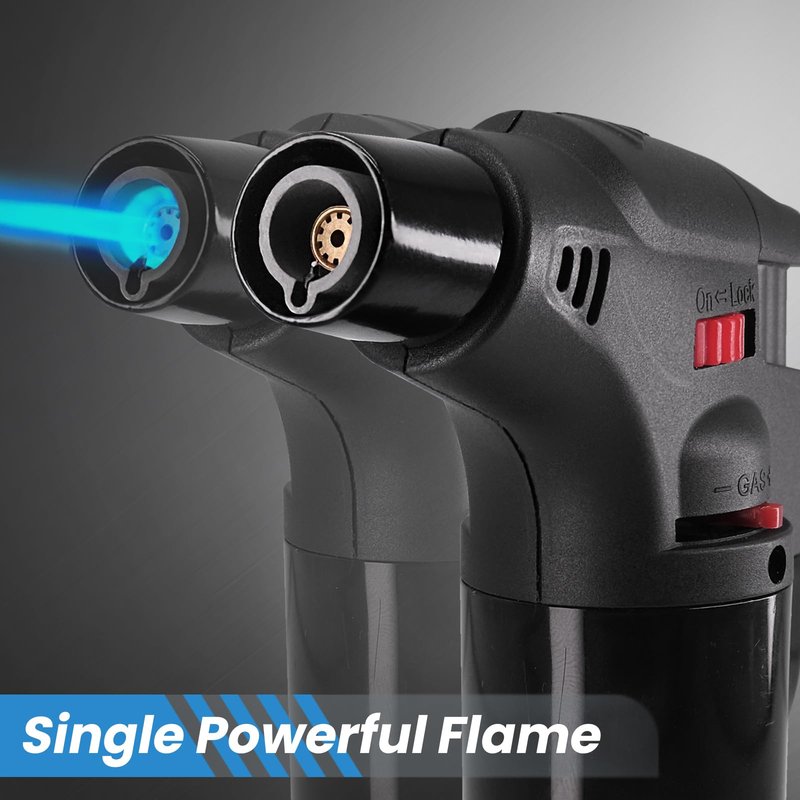 8 Pack Torch Lighters Butane Refillable Lighter Single Jet Flame Windproof Torch Multi Utility Mini Gas Lighter Blow Torch Lighters for Candle Fireplace Camping Grill BBQ Kitchen(No Fuel)
