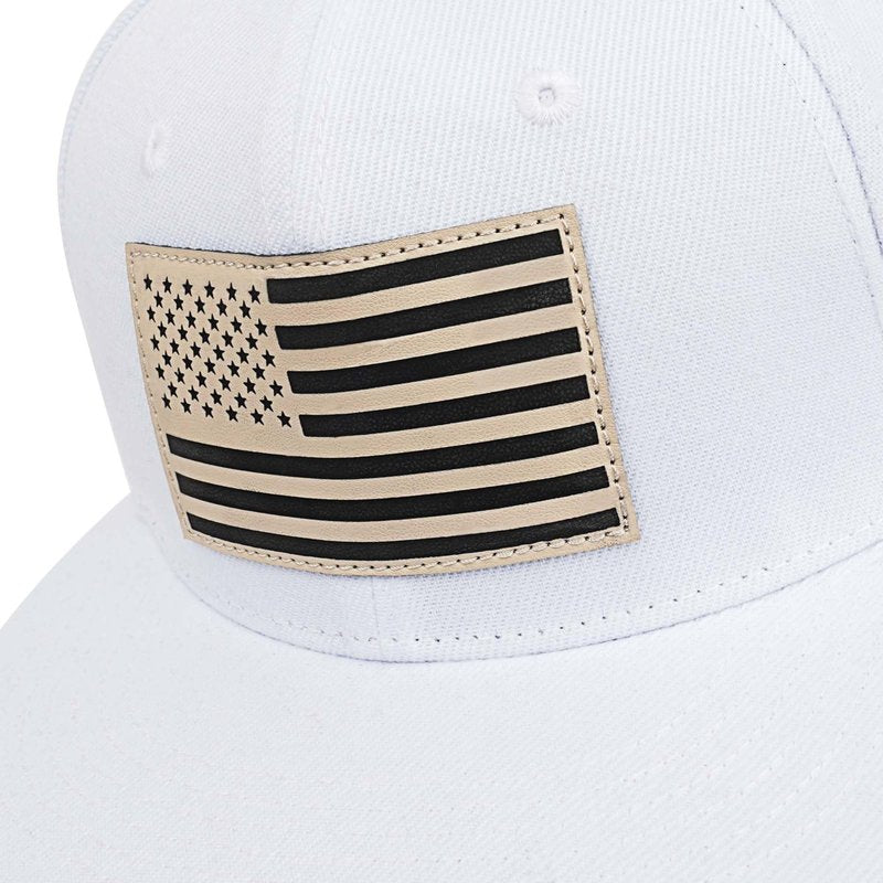 American Flag Snapback Hats - Flat Bill Brim Hat for Men Women - Breathable & Adjustable Fit for Casual Wear-White
