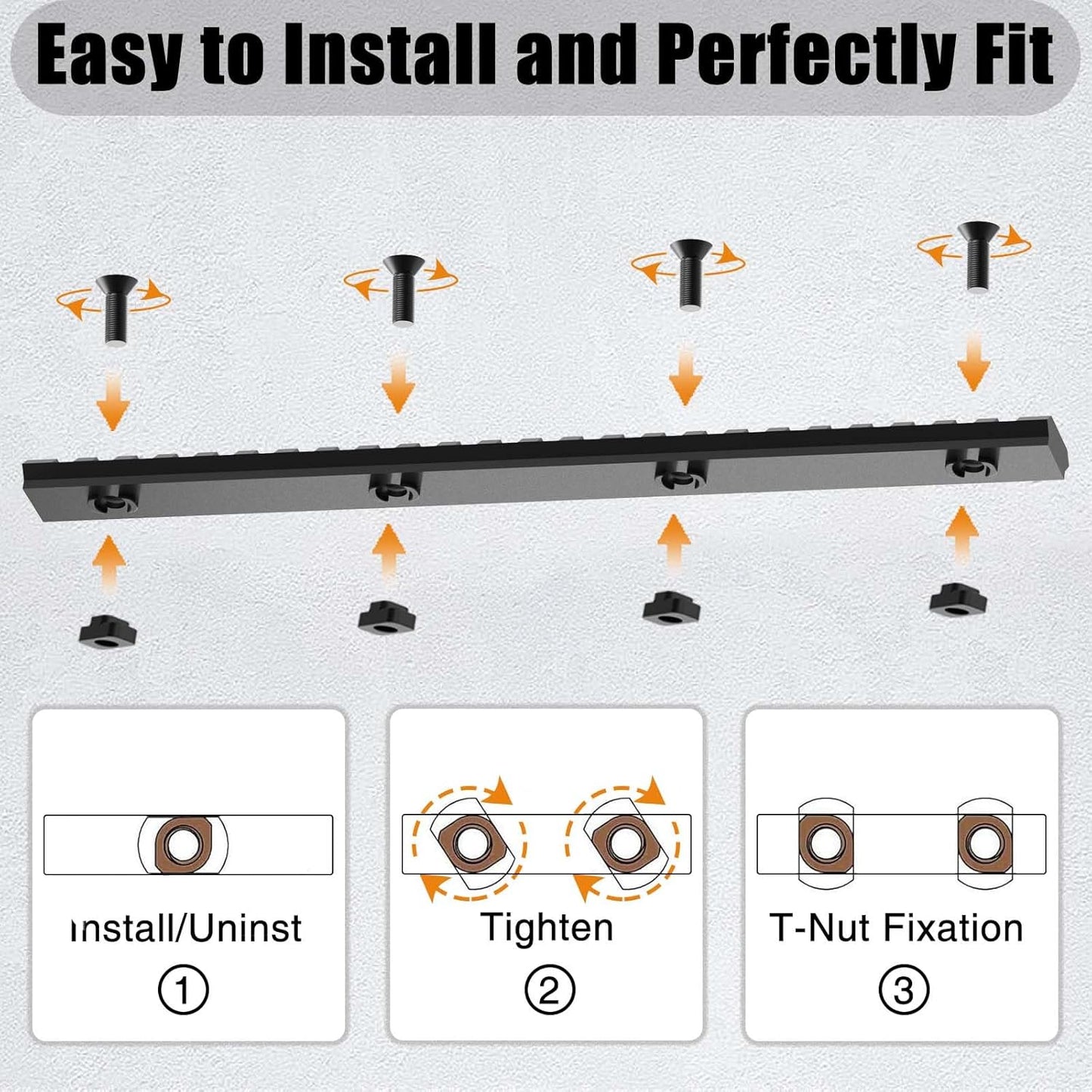 Skiennix Aluminum Picatinny Rail Accessories - Sturdy 7/10/14 Inch Mlok Guide Rail with T-Nuts & Screws