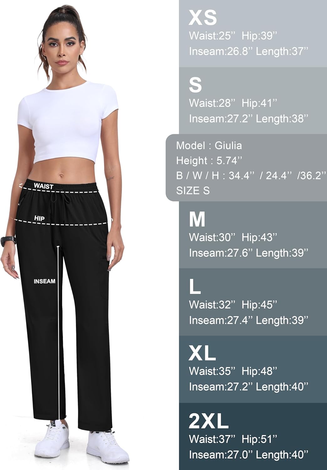 MoFiz Women's Hiking Cargo Pants - Lightweight Athletic Joggers with Pockets | Black, Size M