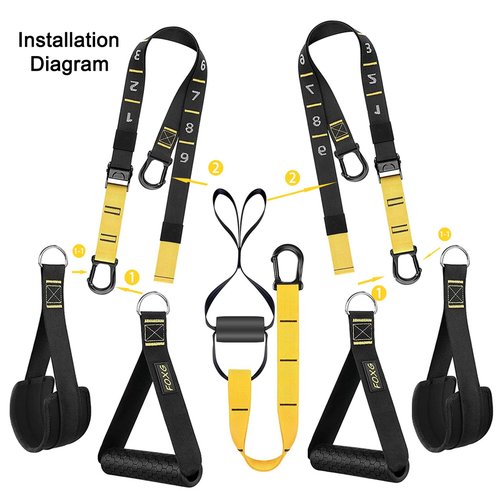 Home Resistance Training Kit, Workout Straps for Home, Adjustable Resistance Trainer with Handles, Door Anchor and Carrying Bag for Gym