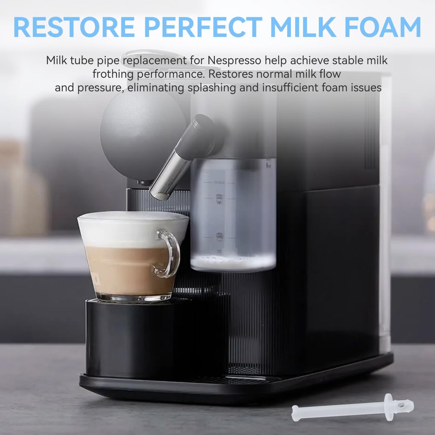 5313253671 Milk Frothing Tube Pipe Replacement for DeLonghi Nespresso Lattissima One EN500 Suction Tube, Coffee Machine Pipe Replacement Parts, 2 Pack