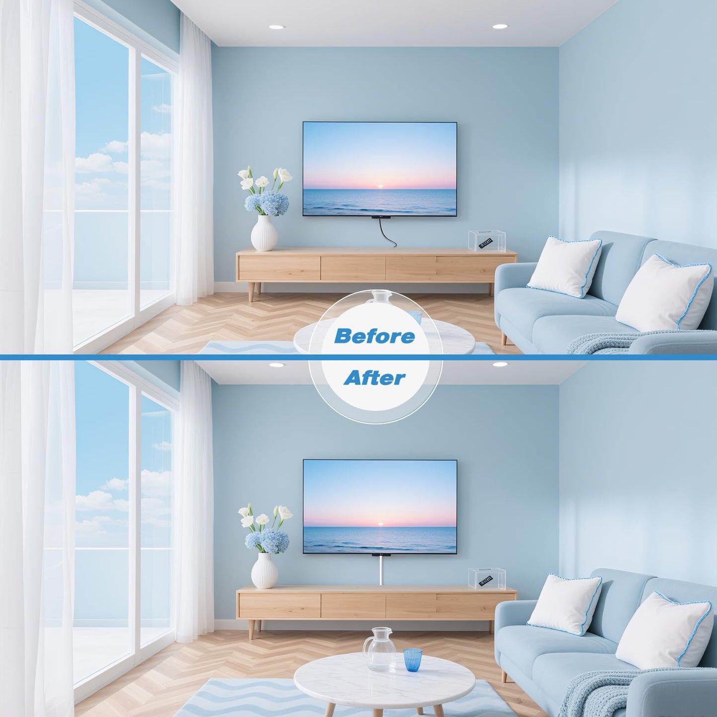 39" Silicone Cord Hider for 1 Cord,Flexible Side-Opening Self-Adhesive Cord Covers for Wires on Wall Mount TV,Easier Setup for Home Office Cable Management Wire Hider,0.54" W x 0.39" H,White