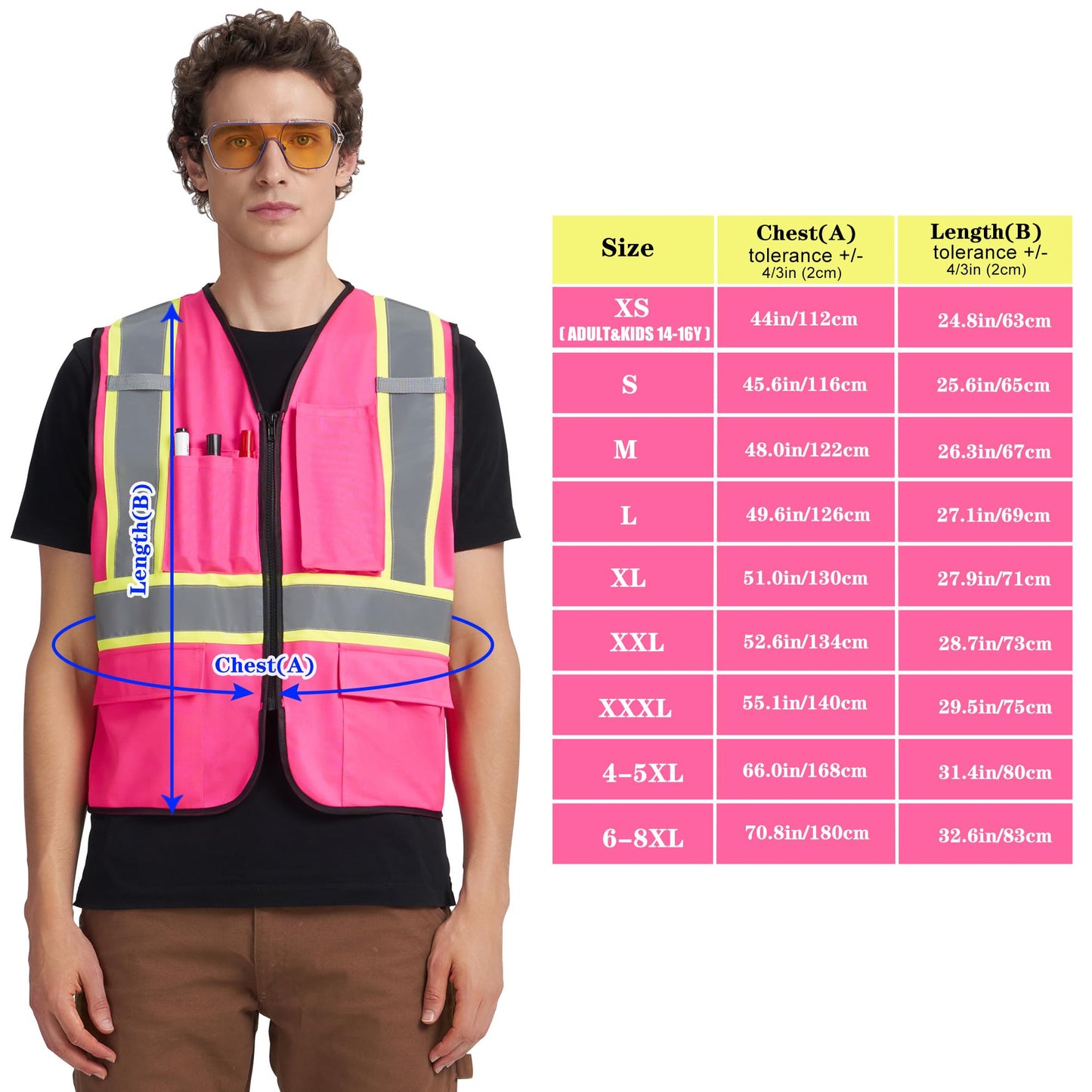A-KSAFETY Pink Safety Vest for Women with Pockets