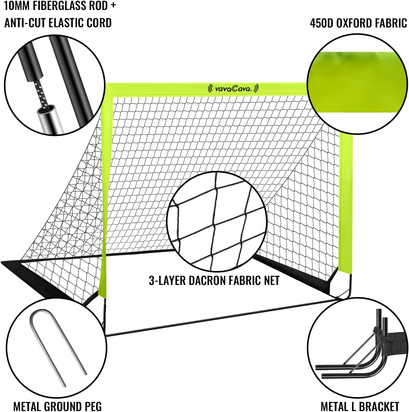 VavaCava Portable Soccer Goals Set - 4'x3' with 2 Nets, Balls, Cones & Pump | Perfect for Kids' Outdoor Fun