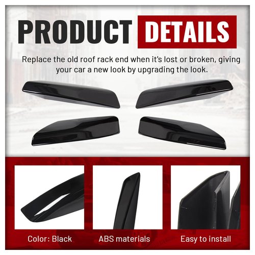 ECOTRIC 4Pcs Roof Rack Rail End Cover Shell Cap Compatible with 2003-2009 Toyota 4Runner SW4 N210 Black Roof Rail Bar Cover Shell Protection