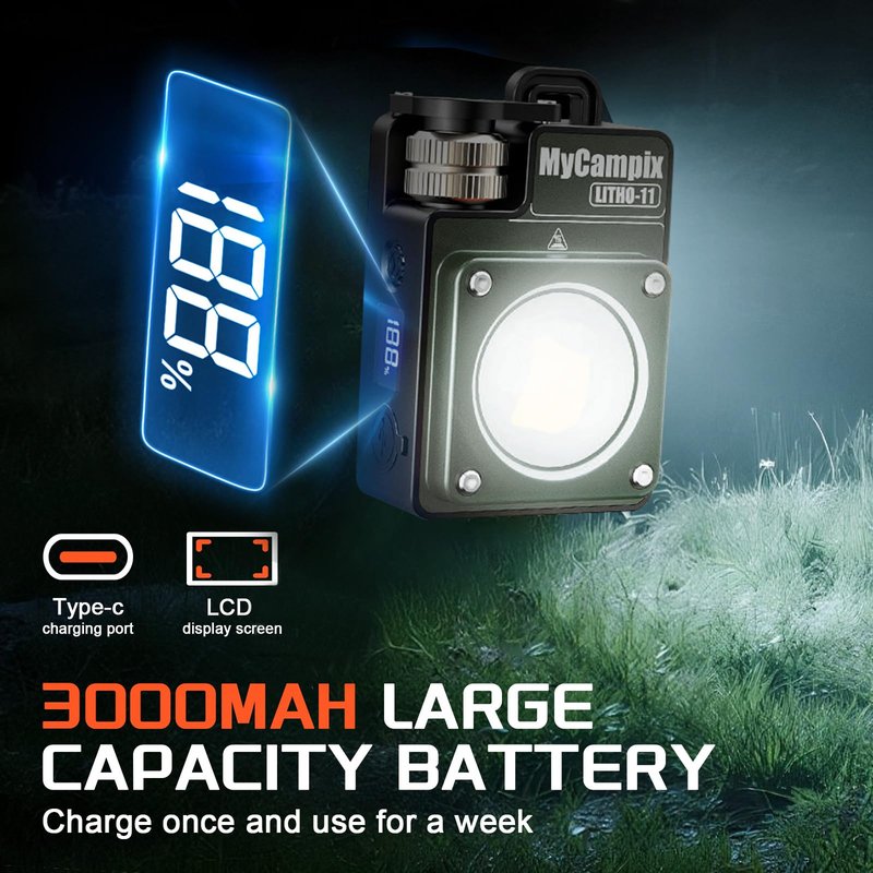MyCampix Portable Camping Light, 3500LM Adjustable LED Camping Lantern Rechargeable with 2.5-15H Runtime&Screen, Alloy Waterproof Flashlight for Power Outages, Emergency, Hurricane(Green)