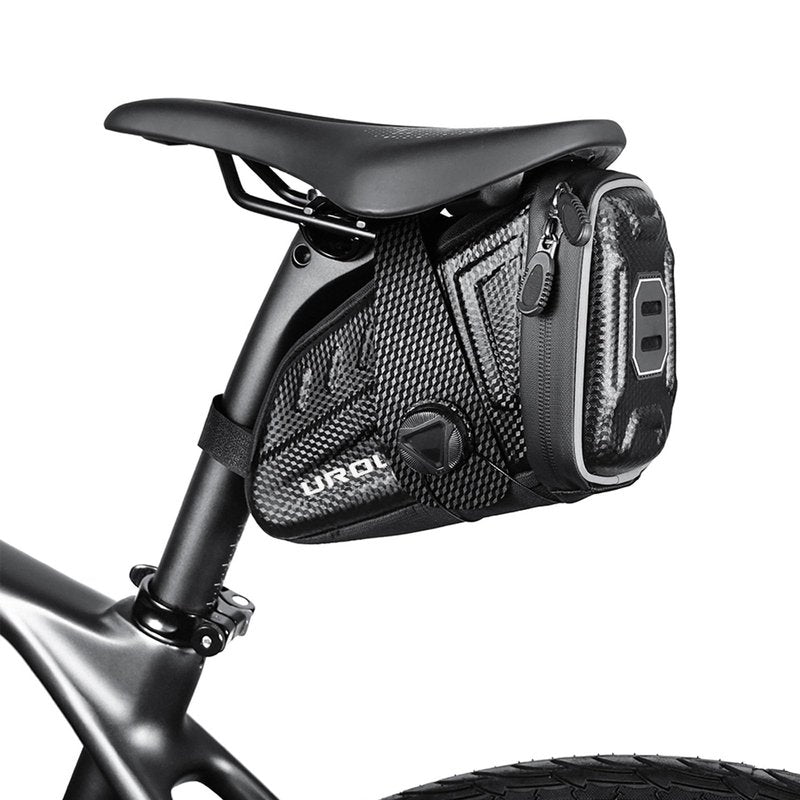 UROUK Bike Saddle Bag For Rear Rack Waterproof,Bike Seat Bag Black，Bike Pack Under Seat 1.5L