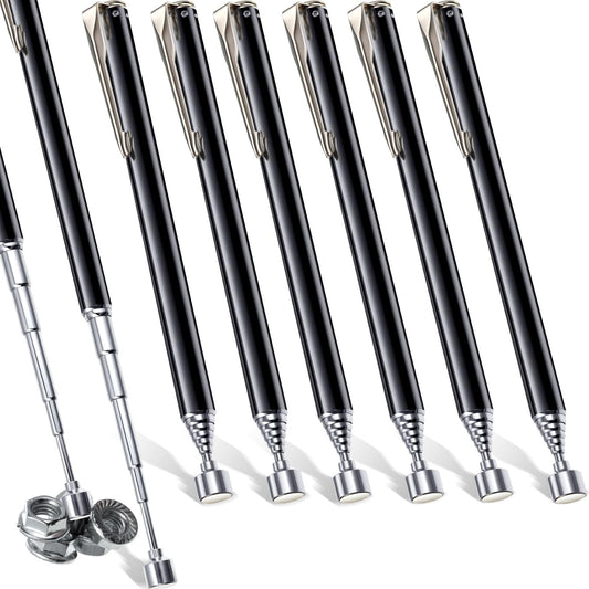Patelai 8 Pieces Telescoping Magnetic Pick up Tool Grabbers Reacher Tools with Pocket Clip 25 Inch Telescopic Retrieving Magnet Gift for Man, Father, Mechanic, Handyman, Husband (Black)