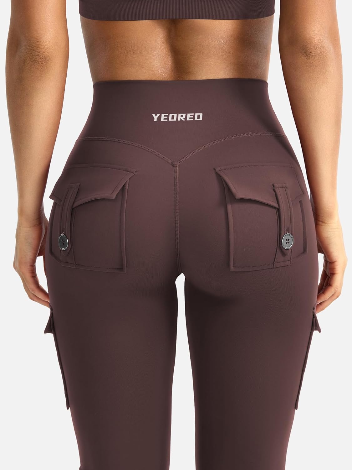 YEOREO CoreFlex Women's High-Waisted Flare Leggings - Hidden Pockets | No Front Seam Gym Yoga Pants