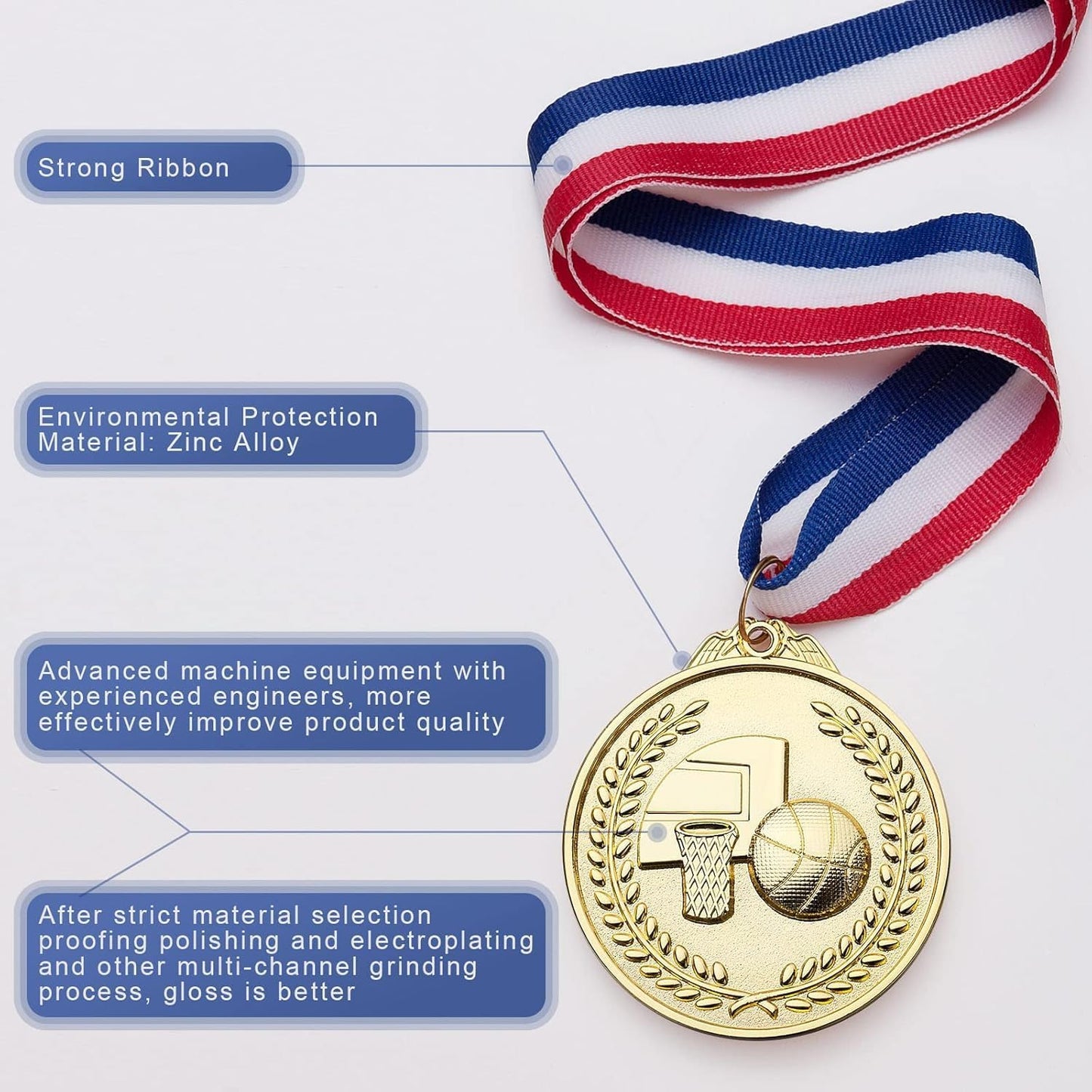 Skiennix 30 Pack Basketball Medals - Gold Award Medals for Kids' Sports Competitions & Celebrations
