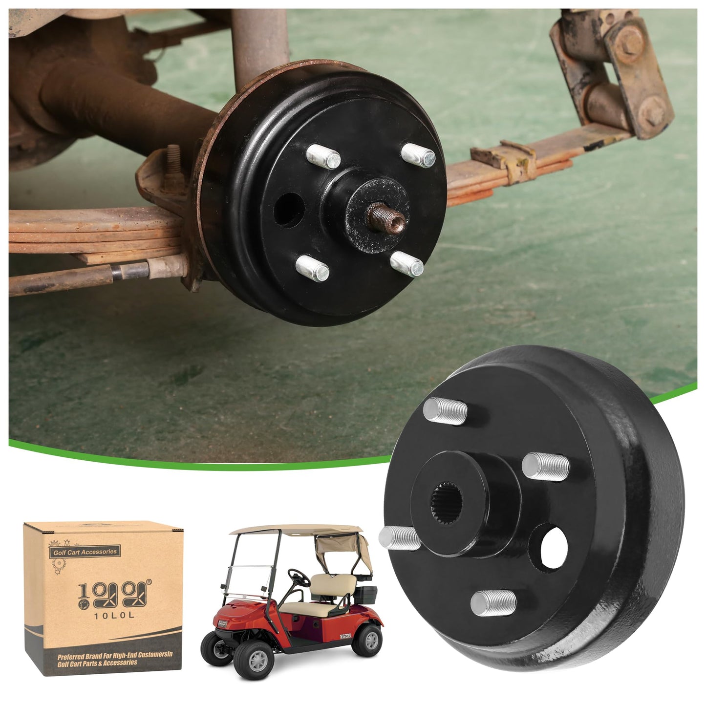 9.99WORLD MALL Golf Cart Brake Drum Hub Assembly for EZGO TXT PDS 1982-up Electric & 1982-1993 2-Cycle Gas, Replace OEM# 19186G1P (1)