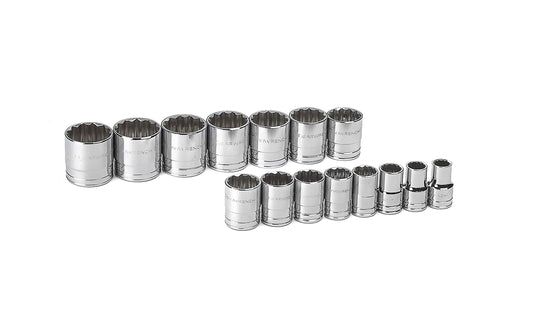 GEARWRENCH 15 Pc. 1/2" Drive 12 Pt. Standard Socket Set, SAE - 80731