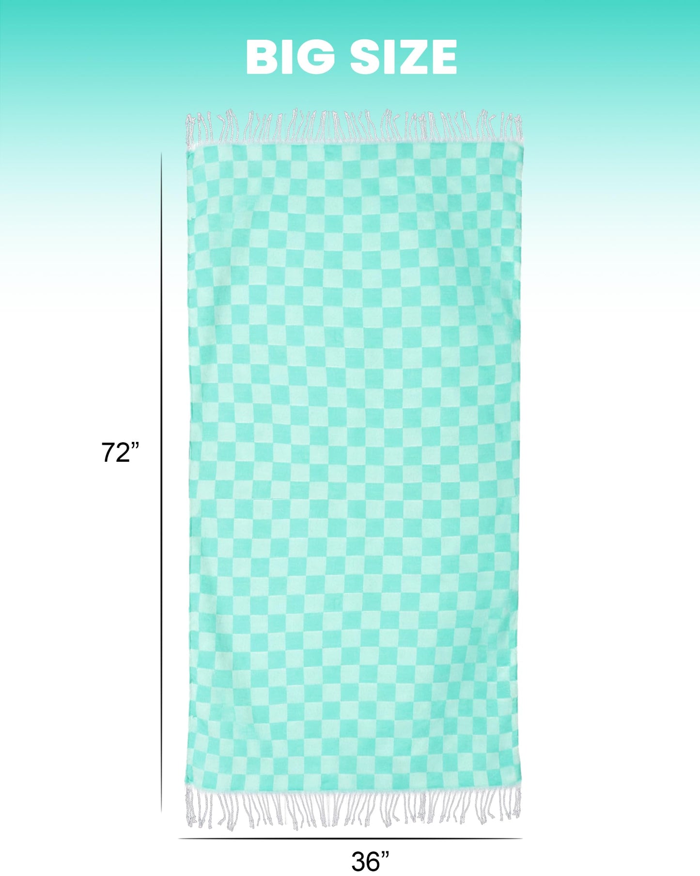 2 Packs Cotton Turkish Beach Towels Quick Dry Sand Free Oversized Pool Swim Plaid Towel Extra Large Xl Big Blanket Travel Essentials Cruise Accessories Must Haves Clearance Vacation Stuff Yellow Blue