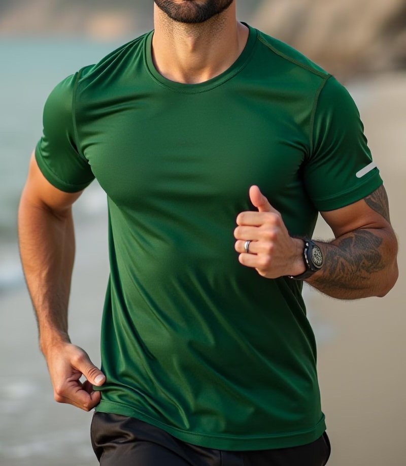 YumiDay Mens Running Shirts Dry Fit, Athletic Workout T Shirt Fitted Irish Green(Dark Green,M)