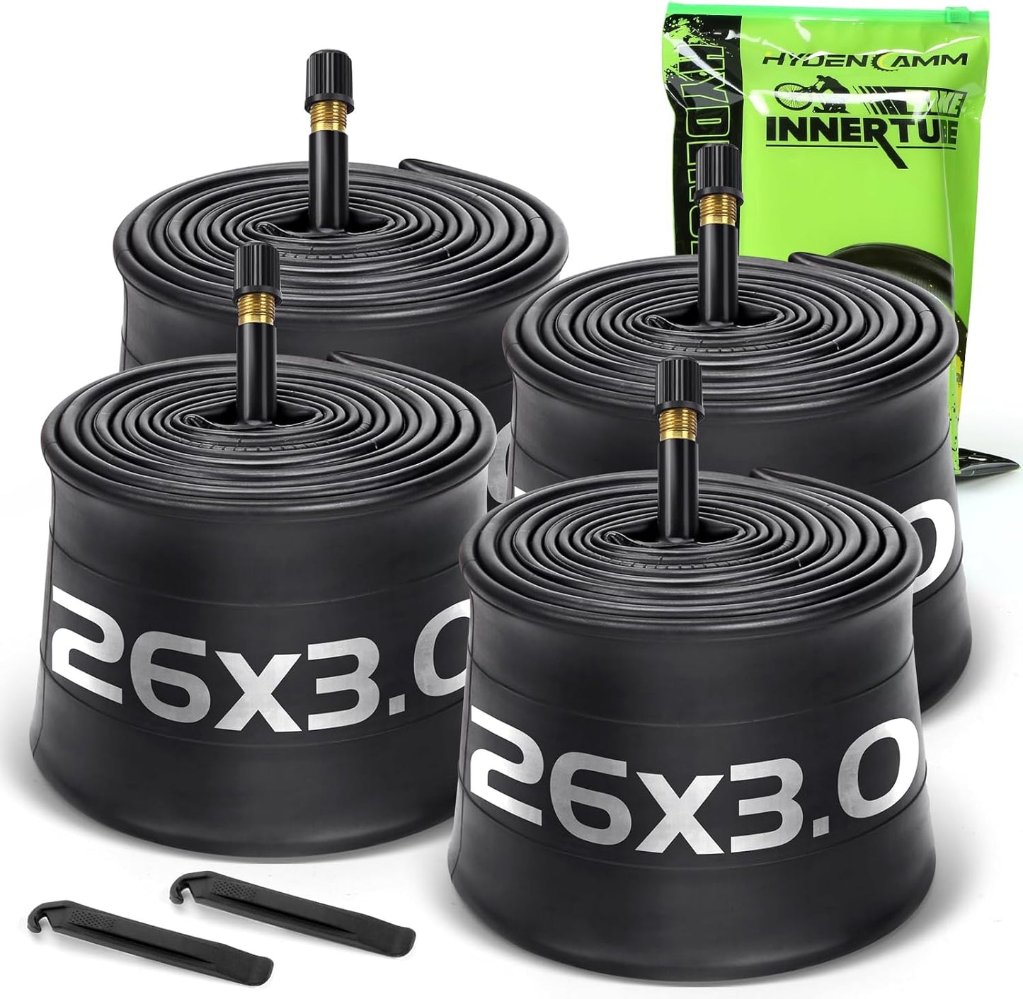 Skiennix Fat Tire Bike Inner Tubes - 20/26" x 3.0/3.5 with 32mm AV Schrader Valve & 2 Tire Levers
