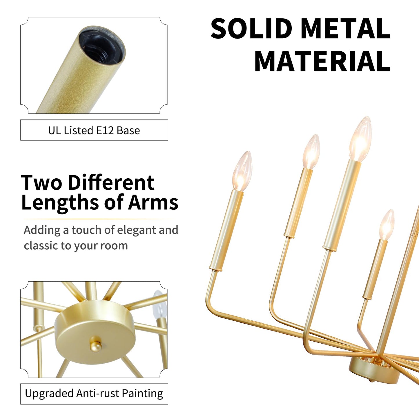 JWLUYN Gold Chandelier Light Fixture 8 Lights, Modern Farmhouse Chandeliers for Dining Room Light Fixture, Hanging Pendant Light Fixtures for Kithchen Bedroom Foyer Entryway