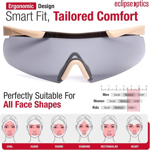 Eclipse Optics Shooting Glasses - ANSI Z87.1+ Safety Glasses with Anti-Fog, Scratch Resistance & UV Protection