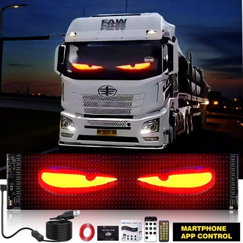 Suacopzar Golf Cart Devil Eyes Light, 23x5in Programmable Flexible LED Digital Display Smart APP Control Custom Text DIY Pattern, Golf Cart Lights Soft Screen LED Lights for Car Trucks Decor
