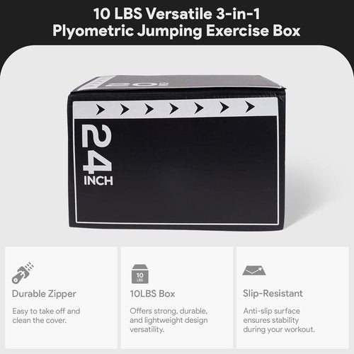 BalanceFrom 3-in-1 Foam Plyometric Jump Box - Versatile Non-Slip Surface for Strength & Agility Training