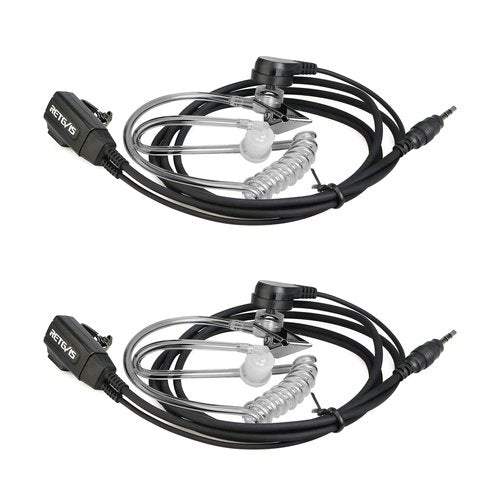Retevis RB48 Walkie-Talkie Earpiece with Mic 1 Pin 2.5mm, Transparent Acoustic Tube, Compatible RB48 RT49 RT49B RT49P Two Way Radio, Walkie Talkie Headset(2 Pack)