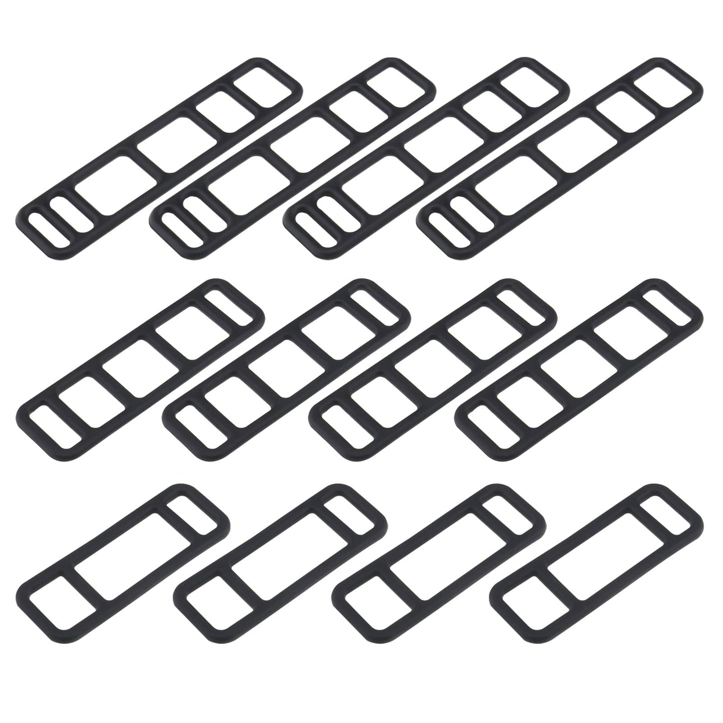 LT Easiyl 12pcs Bicycle Black Stretchable Silicone Strap Bike Fixed Silicone Strap for Bicycle Headlights Taillights Car Driving Recorders