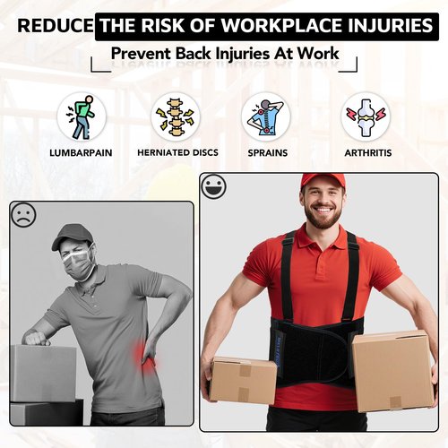 MELOTOUGH Back Brace for Men Lifting,Work Back Brace with Adjustable Shoulder Straps,Lower Lumbar Support for Heavy Lifting,Construction, Warehouse L/XL,Christmas Gifts for Men