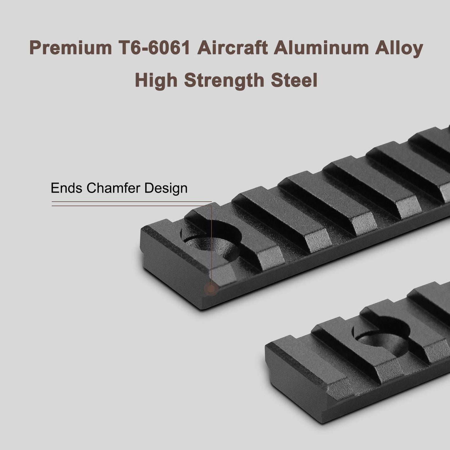 Bontok Single Picatinny Aluminum Accessory Rail Set with T-Nuts & Screws, Wrench- Squared Corner- Aluminum