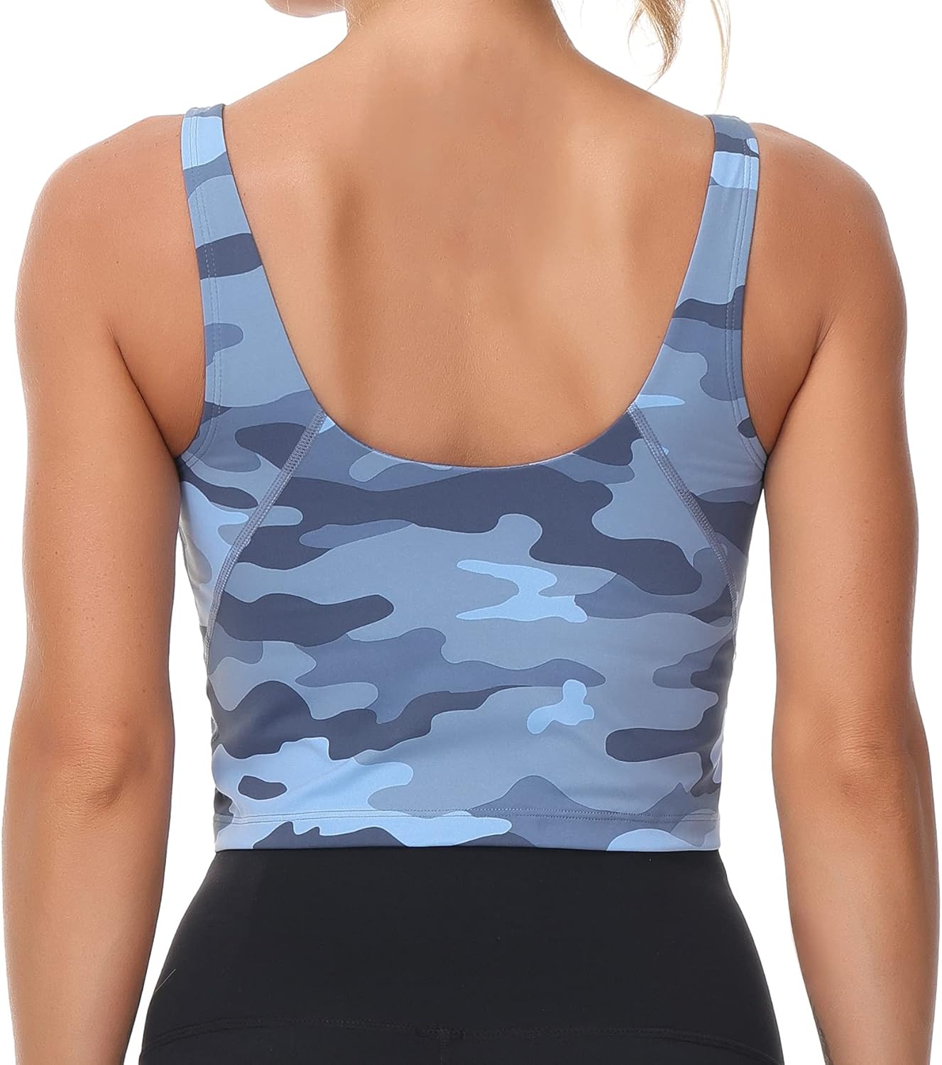 The Gym People Camo Longline Sports Bra - Wirefree & Padded Medium Support for Yoga & Gym