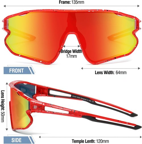 DUCO Kids Sunglasses - Lightweight TR90 Frame with UV400 Protection | Stylish Baseball Shades for Boys & Girls