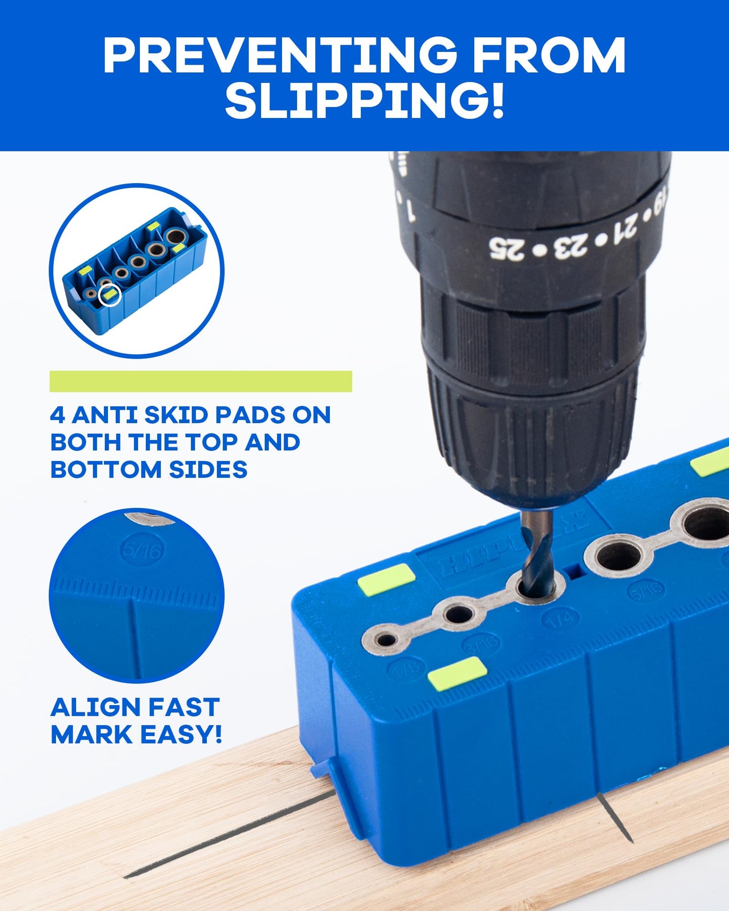 HIPULX Drill Block Guide for Straight Holes - Precision Drilling Tool for Woodworkers, DIY Enthusiasts & Professional Craftsmen