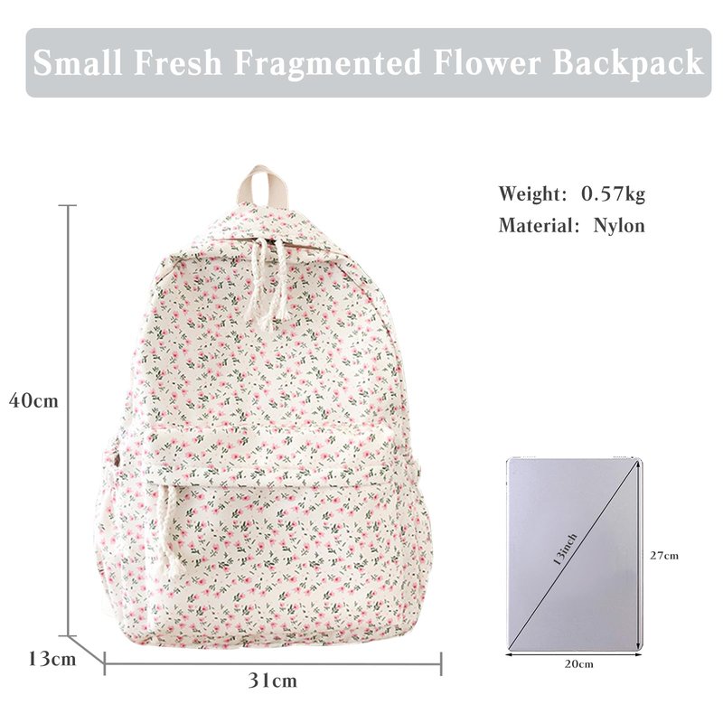 PORRASSO Backpack Casual Daypack Women Lightweight Rucksack Large Nylon Bookbag for Travel Daily Use White B