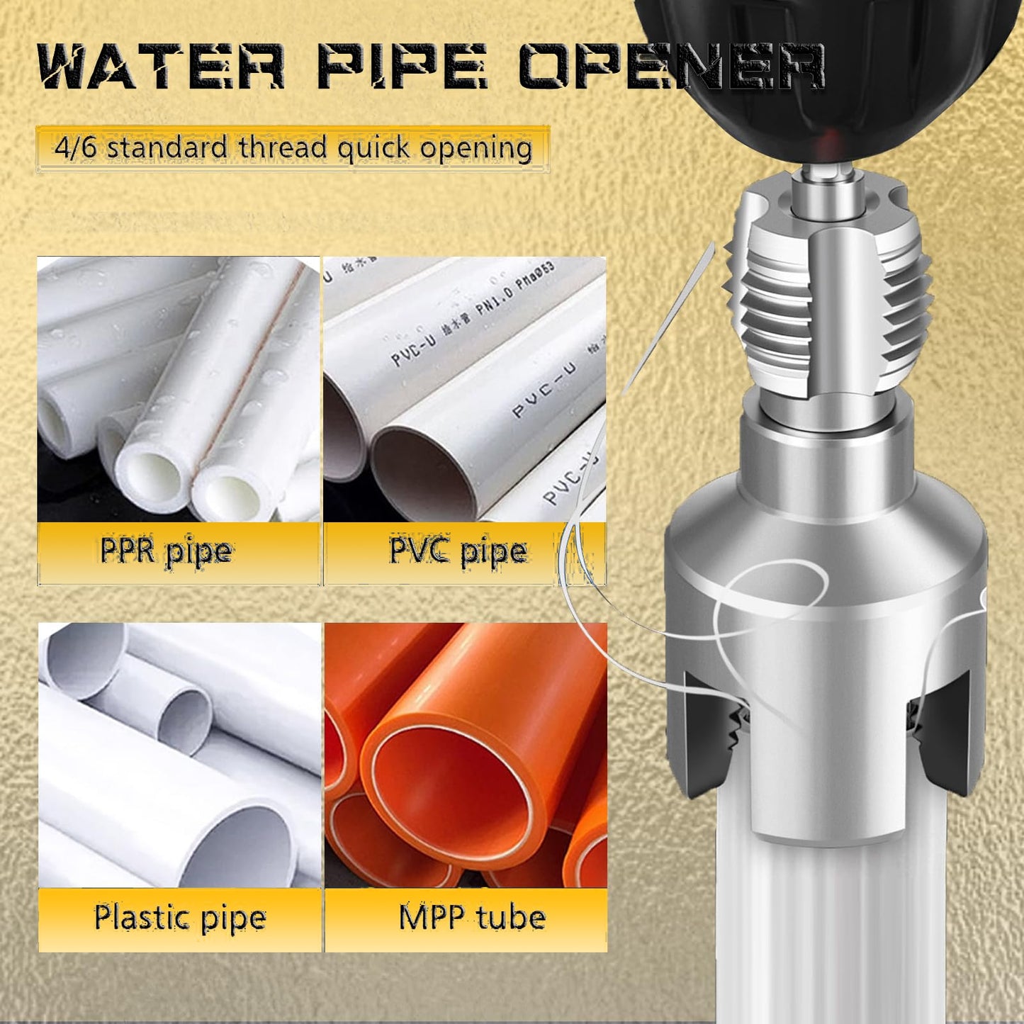 Integrated Internal & External Pipe Threading Tool, Upgrade Pipe Thread Cutting Tool, PVC Rethreading Tool for Water Pipes,1/2" and 3/4" Pipe Sizes Rethreading Tool for Electric Drill (1/2"+3/4")