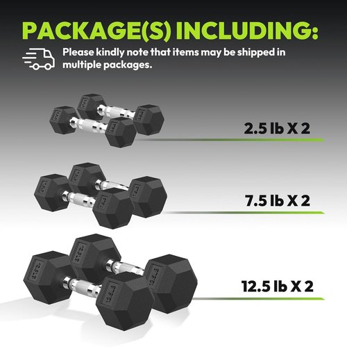 HANDBODE Hex Dumbbell Set - Rubber Encased 45-400 lb Hand Weights for Secure Grip & Home Gym Fitness